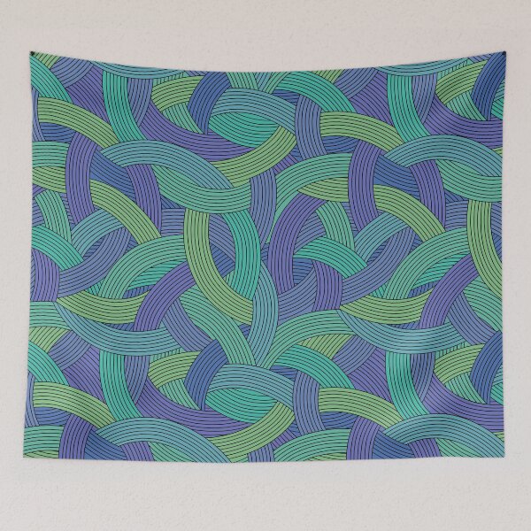 Item preview, Plot Twist-Dull Monochrome Chetwode Blue Green Sheen designed and sold by Fabricatemyart.