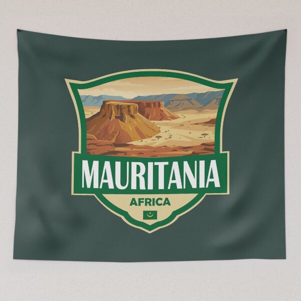 Item preview, Mauritania Illustration Retro Badge designed and sold by KrisSidDesigns.
