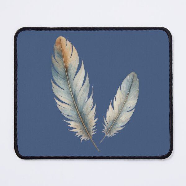 Item preview, A Pair of Soft Watercolor Feathers in Blue and Brown designed and sold by IraBum.