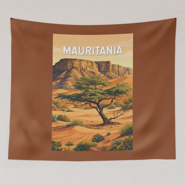 Item preview, Mauritania Illustration Travel Art Vintage designed and sold by KrisSidDesigns.