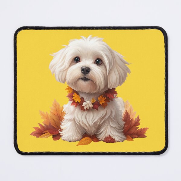 Item preview, Adorable Maltese Puppy with Autumn Leaf Collar designed and sold by skibreck.