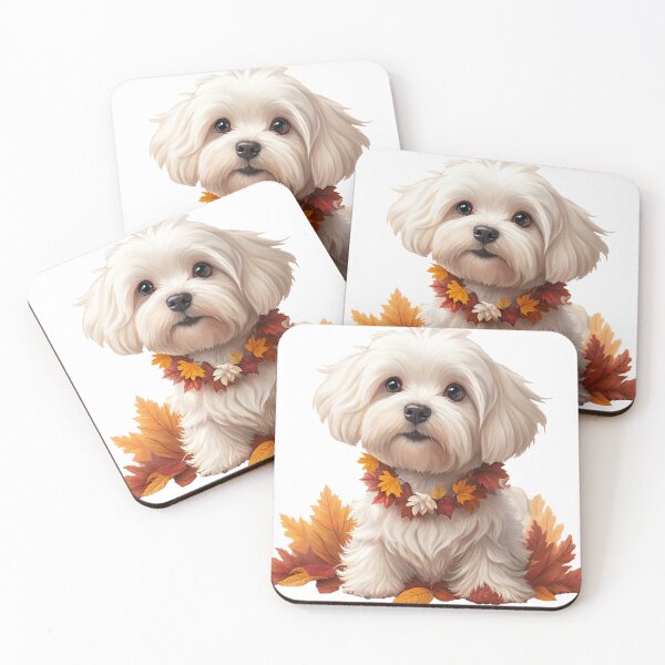 Item preview, Adorable Maltese Puppy with Autumn Leaf Collar designed and sold by skibreck.