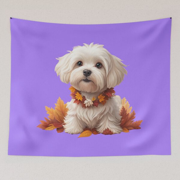 Item preview, Adorable Maltese Puppy with Autumn Leaf Collar designed and sold by skibreck.