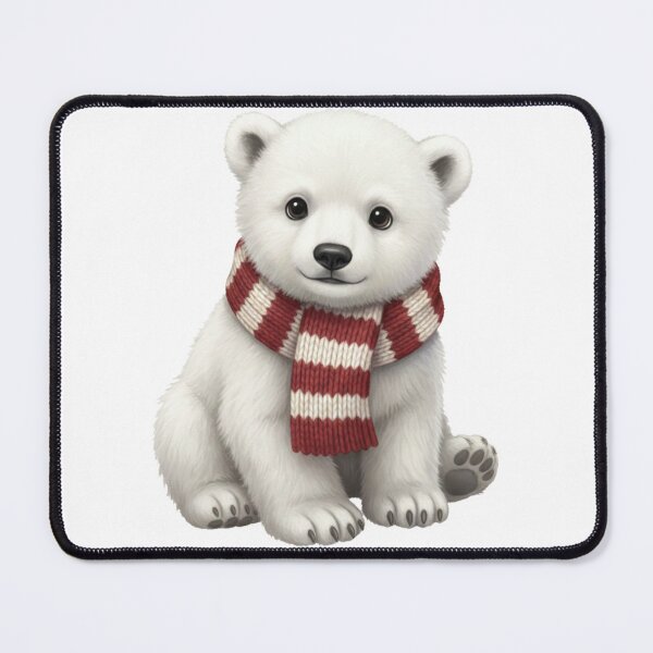 Item preview, Photorealistic Polar Bear Cub Sticker | Cute Winter Animal in Knit Scarf designed and sold by Thaliandra.