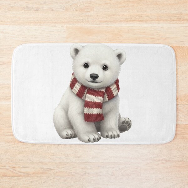 Item preview, Photorealistic Polar Bear Cub Sticker | Cute Winter Animal in Knit Scarf designed and sold by Thaliandra.