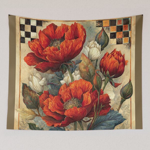 Item preview, “Crimson Reverie in a Checkered Frame” designed and sold by bloorose.