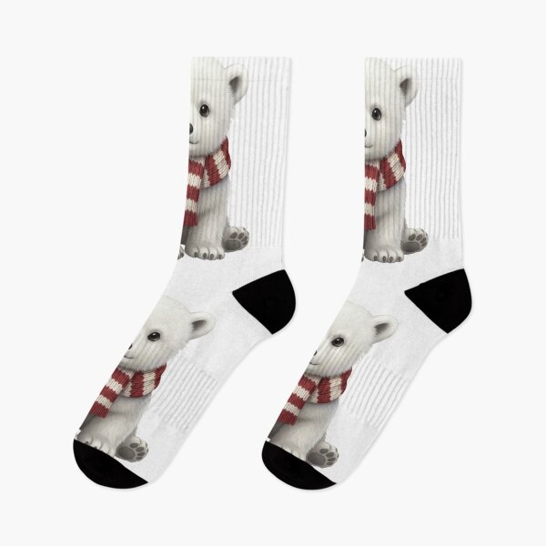 Item preview, Photorealistic Polar Bear Cub Sticker | Cute Winter Animal in Knit Scarf designed and sold by Thaliandra.