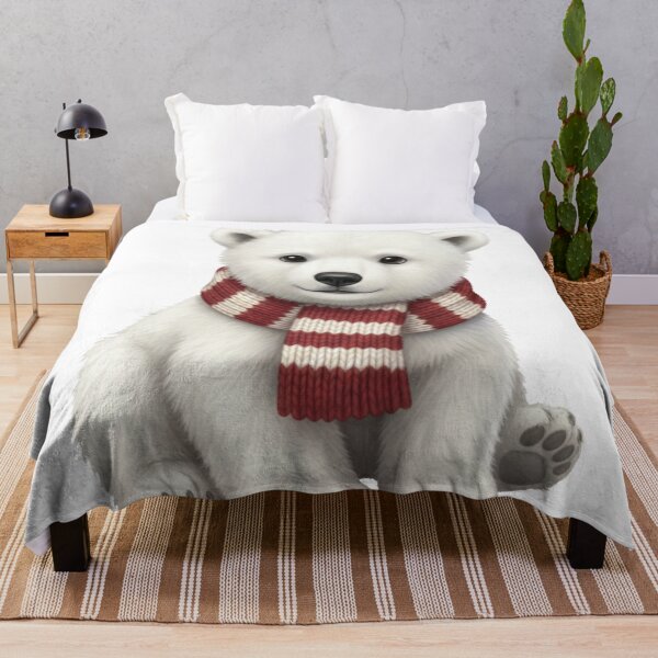 Item preview, Photorealistic Polar Bear Cub Sticker | Cute Winter Animal in Knit Scarf designed and sold by Thaliandra.