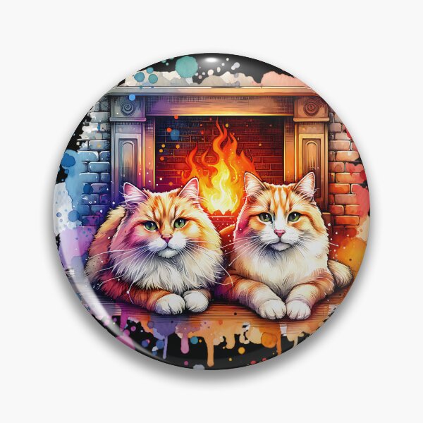 Artikelvorschau, Schöne Katzen sitzen vor einem Kamin entworfen und verkauft von ReneMM.