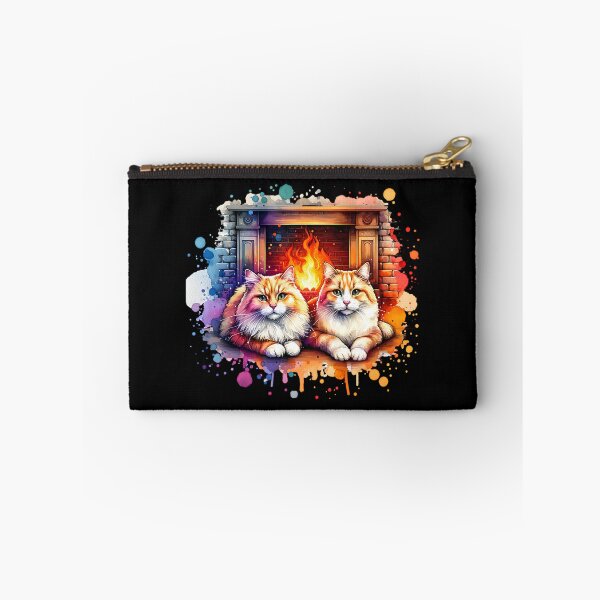 Item preview, Beautiful cats sitting in front of a fireplace designed and sold by ReneMM.