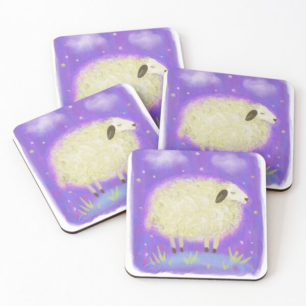 Item preview, Cream Cloud Sheep on Purple Background – Cute Pastel Illustration designed and sold by jsapro.