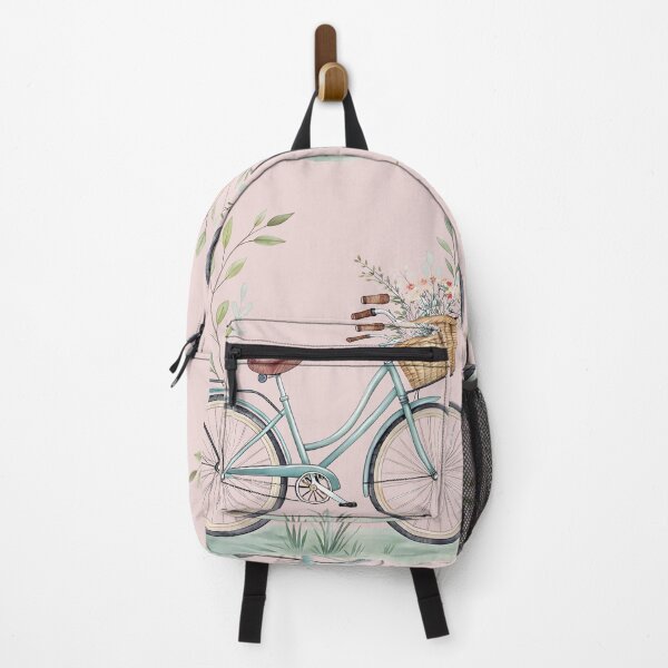 Item preview, Vintage pastel bicycle with wicker basket full of flowers designed and sold by Angellacelin.