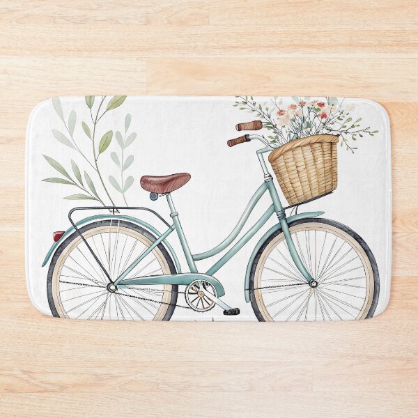 Item preview, Vintage pastel bicycle with wicker basket full of flowers designed and sold by Angellacelin.