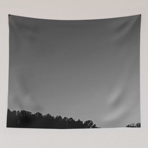 Item preview, black and white sunset with trees and crescent moon designed and sold by meuliasshop.
