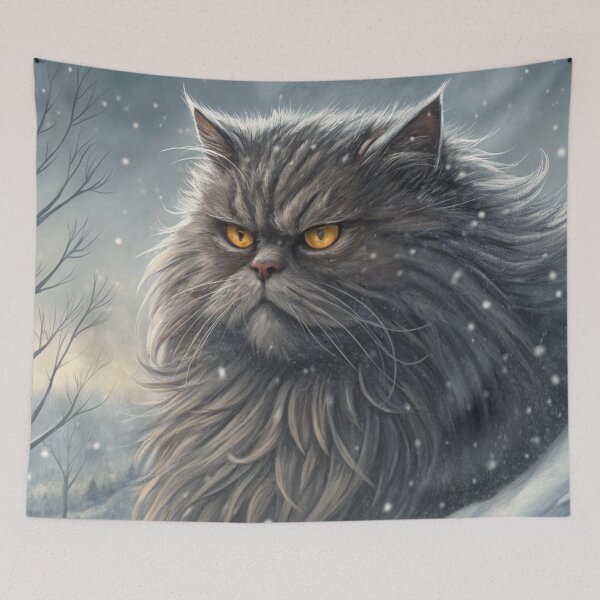 Item preview, Jólakötturinn (Yule Cat) Close-Up – Icelandic Christmas Folklore Winter Beast Digital art designed and sold by AIfolklore.