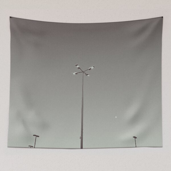 Item preview, black and white parking lot lights and moon designed and sold by meuliasshop.