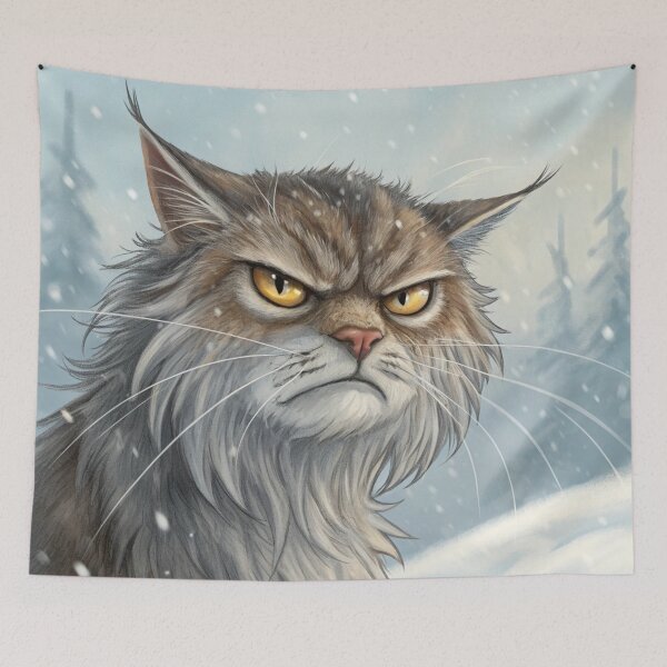 Item preview, Jólakötturinn (Yule Cat) Close-Up – Icelandic Christmas Folklore Winter Beast (Angry edition) designed and sold by AIfolklore.