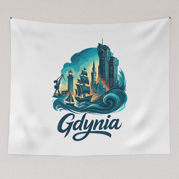 Item preview, Gdynia, Poland, White Port City, maritime gift designed and sold by Pineapple-Tree.