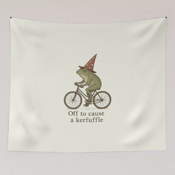 Item preview, Off to Cause a Kerfuffle - Funny Frog Meme designed and sold by loupglouglou.