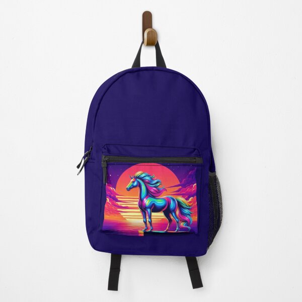 Item preview, Neon Horse at Sunset – Surreal Pedestal Fantasy Art designed and sold by Dogandesighn.