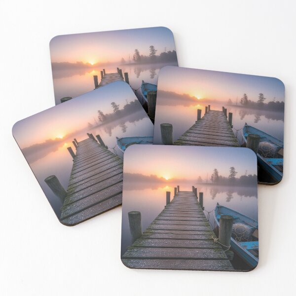 Item preview, Misty Lake Sunrise Pier & Rowboat designed and sold by A Place to Smile Arts.