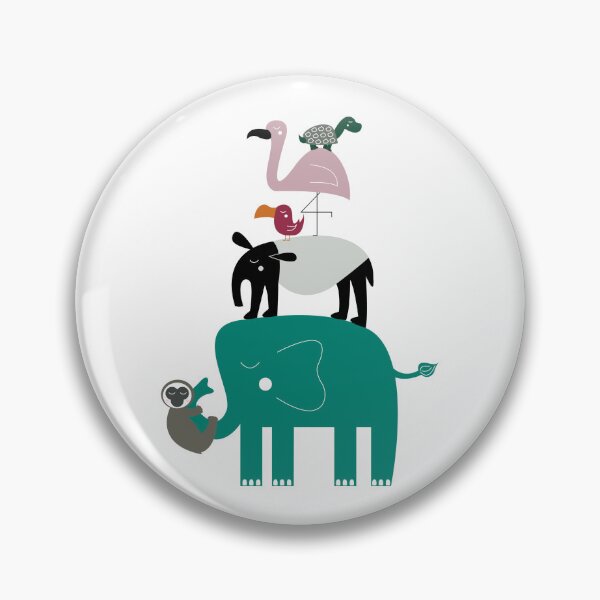 Item preview, Wild Animal Pyramid – Children's Design with Elephant, Flamingo, Sloth, Turtle & Coati | Cute Animal Stack Illustration designed and sold by PAPERGEI Studio.