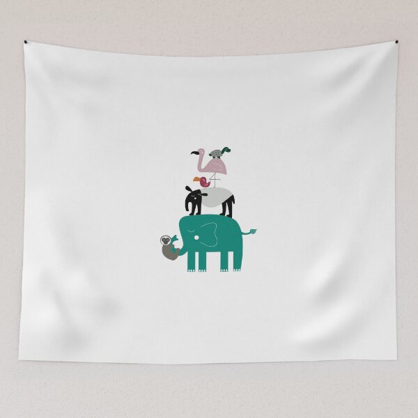Item preview, Wild Animal Pyramid – Children's Design with Elephant, Flamingo, Sloth, Turtle & Coati | Cute Animal Stack Illustration designed and sold by PAPERGEI Studio.