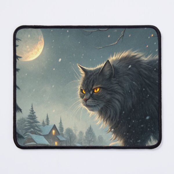 Item preview, Jólakötturinn (Yule Cat) Half-Body – Icelandic Christmas Folklore Calm Night Illustration designed and sold by AIfolklore.