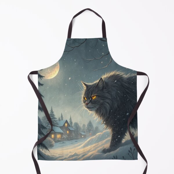 Item preview, Jólakötturinn (Yule Cat) Half-Body – Icelandic Christmas Folklore Calm Night Illustration designed and sold by AIfolklore.