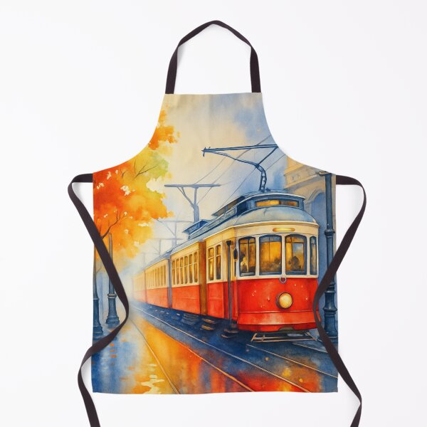 Item preview, Autumn Tram Glow – City Lights in Fall designed and sold by ArtesioByZaber.