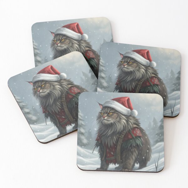 Item preview, Jólakötturinn (Yule Cat) – Annoyed Expression with Santa Hat | Icelandic Christmas Folklore Digital Painting designed and sold by AIfolklore.