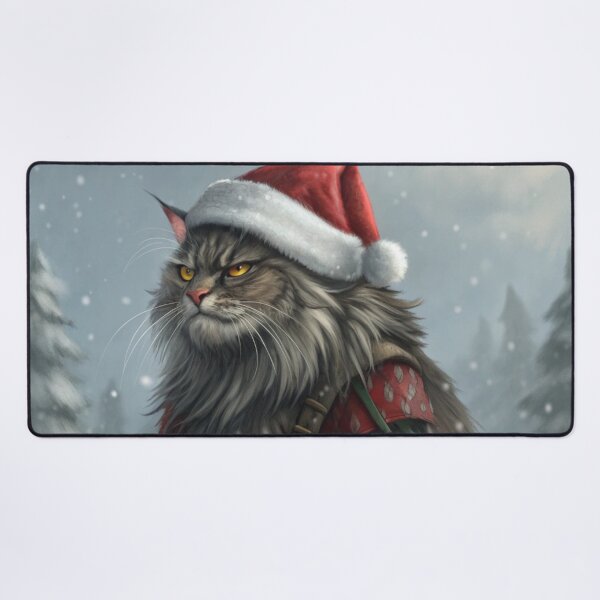 Item preview, Jólakötturinn (Yule Cat) – Annoyed Expression with Santa Hat | Icelandic Christmas Folklore Digital Painting designed and sold by AIfolklore.