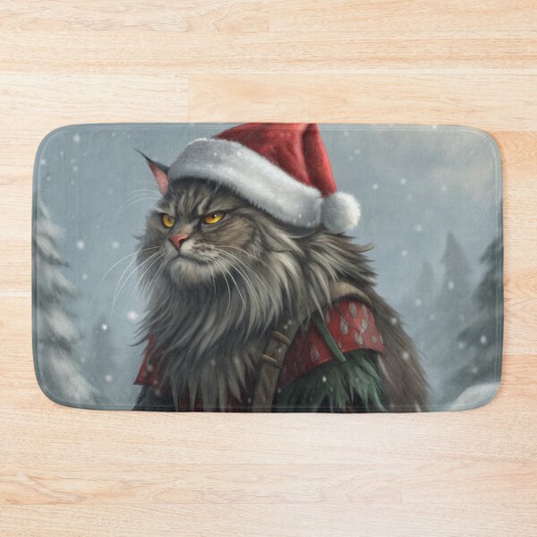 Item preview, Jólakötturinn (Yule Cat) – Annoyed Expression with Santa Hat | Icelandic Christmas Folklore Digital Painting designed and sold by AIfolklore.