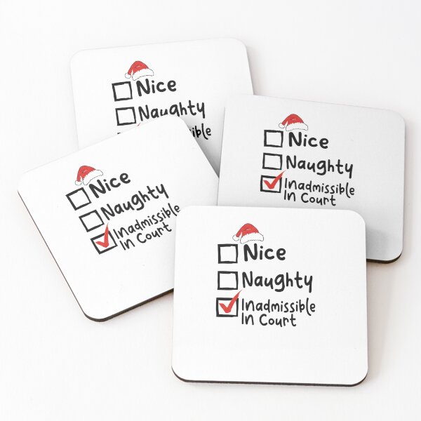 Item preview, Funny Christmas Law Checklist – Nice Naughty Inadmissible In Court designed and sold by Inkspire House.
