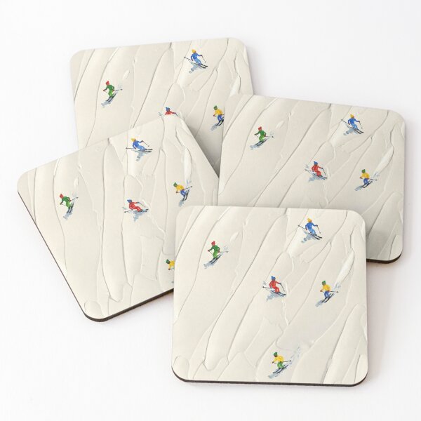 Item preview, Minimalist Skiers on Textured Snow - Impasto Style Art designed and sold by Artistillery.