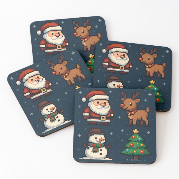 Item preview, Pixel Christmas Quartet Santa, Reindeer, Snowman & Tree Mr Zgredzio designed and sold by mr-zgredzio.