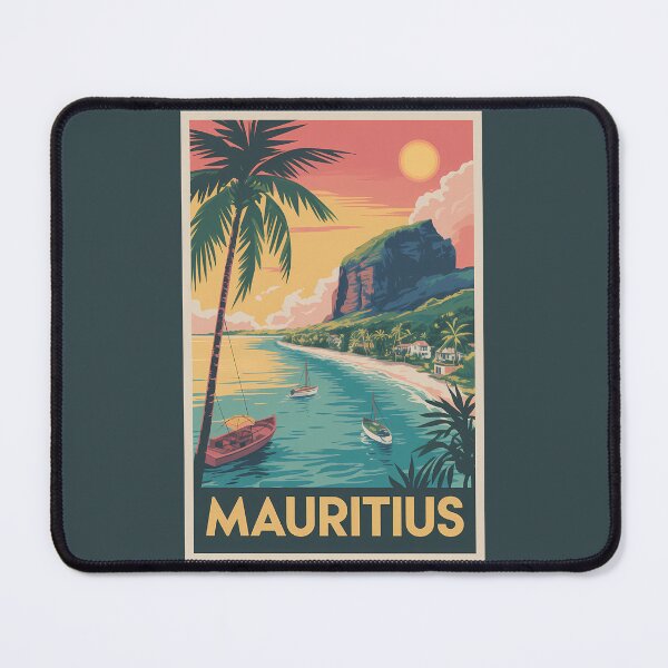 Item preview, Mauritius Coast Illustration Travel Art Vintage designed and sold by KrisSidDesigns.