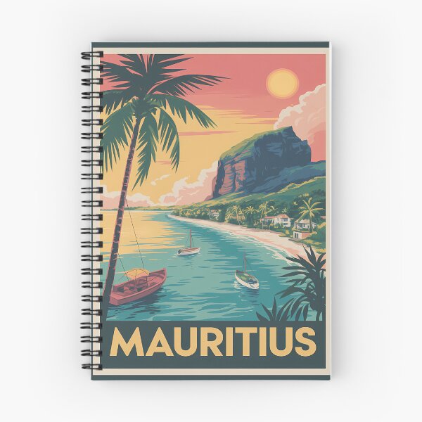 Item preview, Mauritius Coast Illustration Travel Art Vintage designed and sold by KrisSidDesigns.