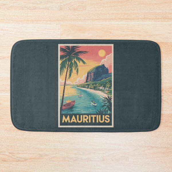 Item preview, Mauritius Coast Illustration Travel Art Vintage designed and sold by KrisSidDesigns.