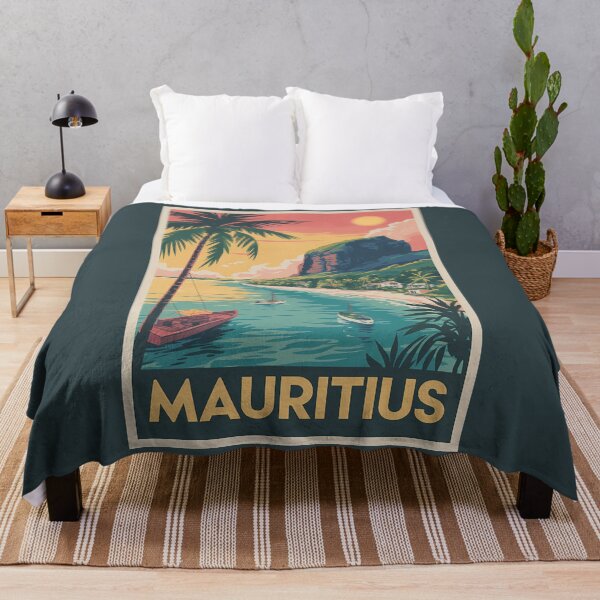 Item preview, Mauritius Coast Illustration Travel Art Vintage designed and sold by KrisSidDesigns.