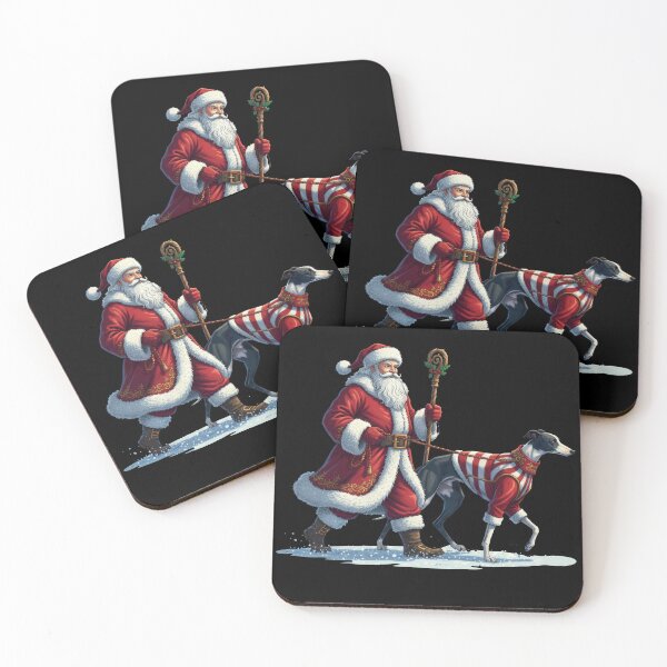 Item preview, Santa and Greyhound Simple Snowy Path Walk designed and sold by zoughlal.
