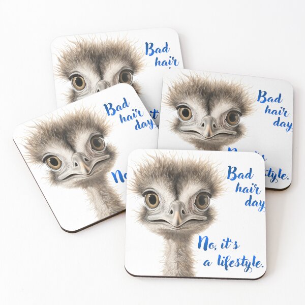 Item preview, Bad Hair Day? No, It’s a Lifestyle – Funny Emu Illustration (Alternate Layout) designed and sold by Dotadoari.