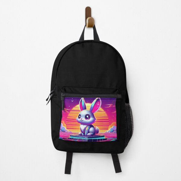 Item preview, Neon Bunny in Synthwave Sunset – Retro Futuristic Fantasy Art designed and sold by Dogandesighn.