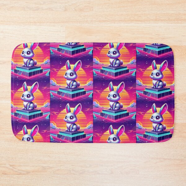 Item preview, Neon Bunny in Synthwave Sunset – Retro Futuristic Fantasy Art designed and sold by Dogandesighn.