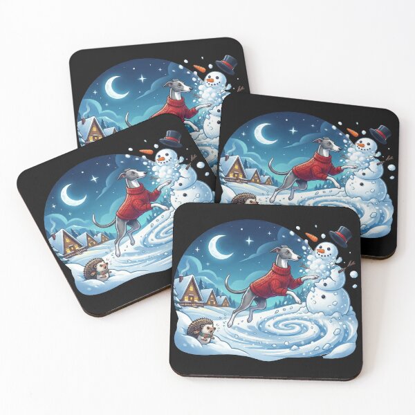 Item preview, Merry & Bright Greyhound Snowman Blue Coat Cheer designed and sold by zoughlal.