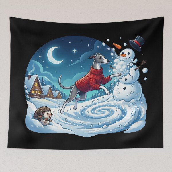 Item preview, Merry & Bright Greyhound Snowman Blue Coat Cheer designed and sold by zoughlal.