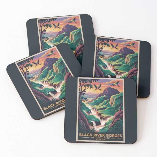 Item preview, Black River Gorges Mauritius Illustration Travel Art Vintage designed and sold by KrisSidDesigns.