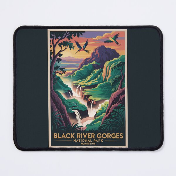Item preview, Black River Gorges Mauritius Illustration Travel Art Vintage designed and sold by KrisSidDesigns.