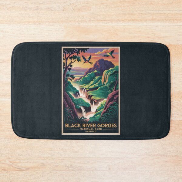 Item preview, Black River Gorges Mauritius Illustration Travel Art Vintage designed and sold by KrisSidDesigns.