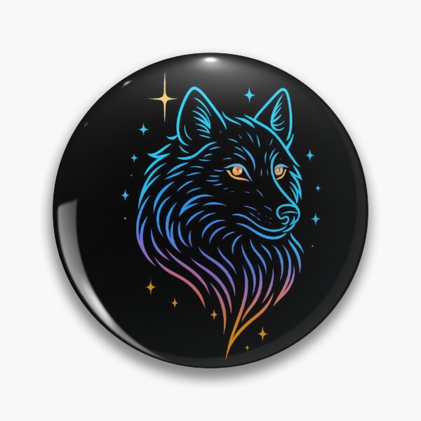 Item preview, Neon Wolf | Glowing Cosmic Wolf Head | Transparent PNG | Blue Orange Line Art designed and sold by GoldenDreamGallery.